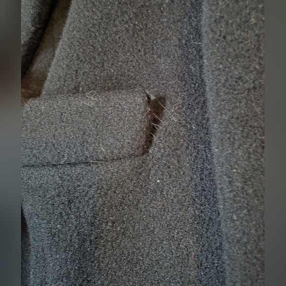 Pierre Cardin 70s Classic Double-breasted 100% Wool Long Coat Black - Picture 5 of 7